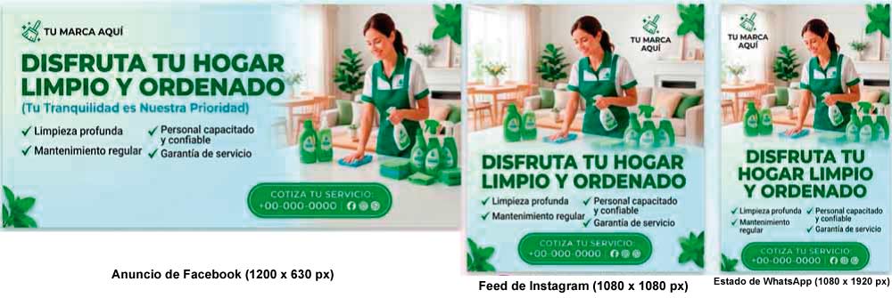 Servicios de limpieza residencial en redes sociales